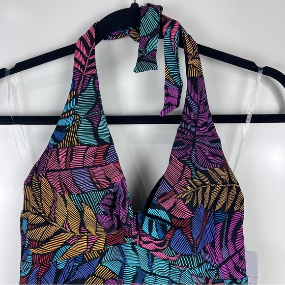 NEW Sunsets Heidi Halter Tankini Swim Suit Top Panama Palms Women's Size Medium - Picture 3 of 8